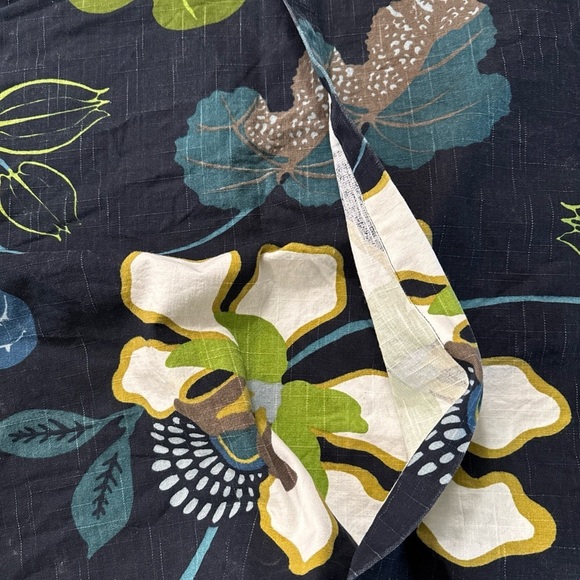 2 Crate & Barrel Augustine King Pillow Shams Floral Tropical Navy green white - Picture 2 of 6